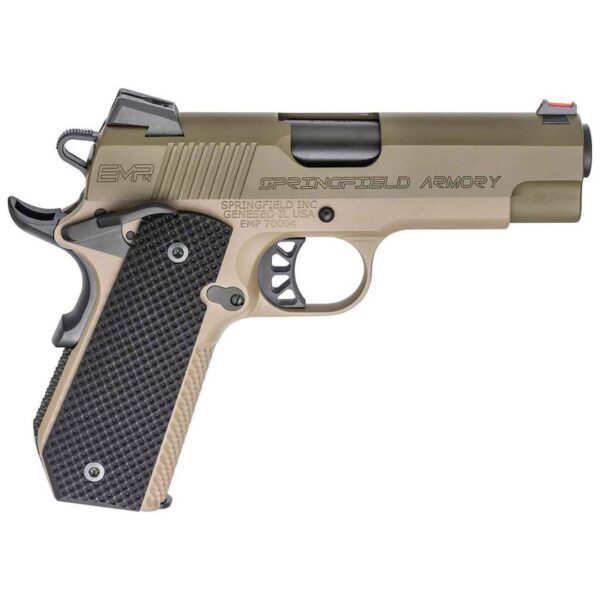 H107 Springfield Armory 1911 EMP Conceal Carry 9mm Luger 4in Flat Dark Earth/OD Green Pistol - 9+1 Rounds
